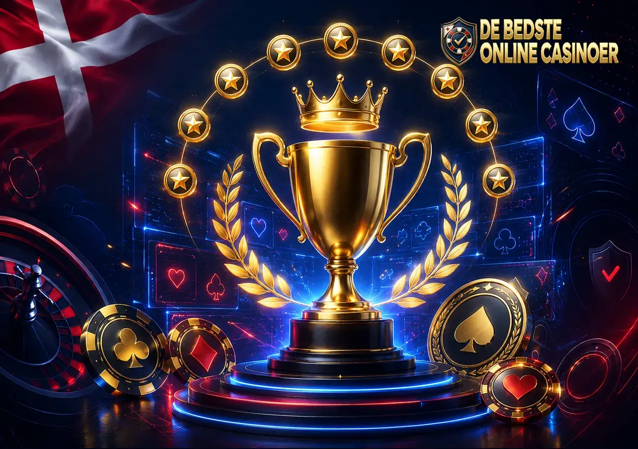 Vurdering af de bedste online casinoer med en guldpokal, vurderinger og premium spilplatforme